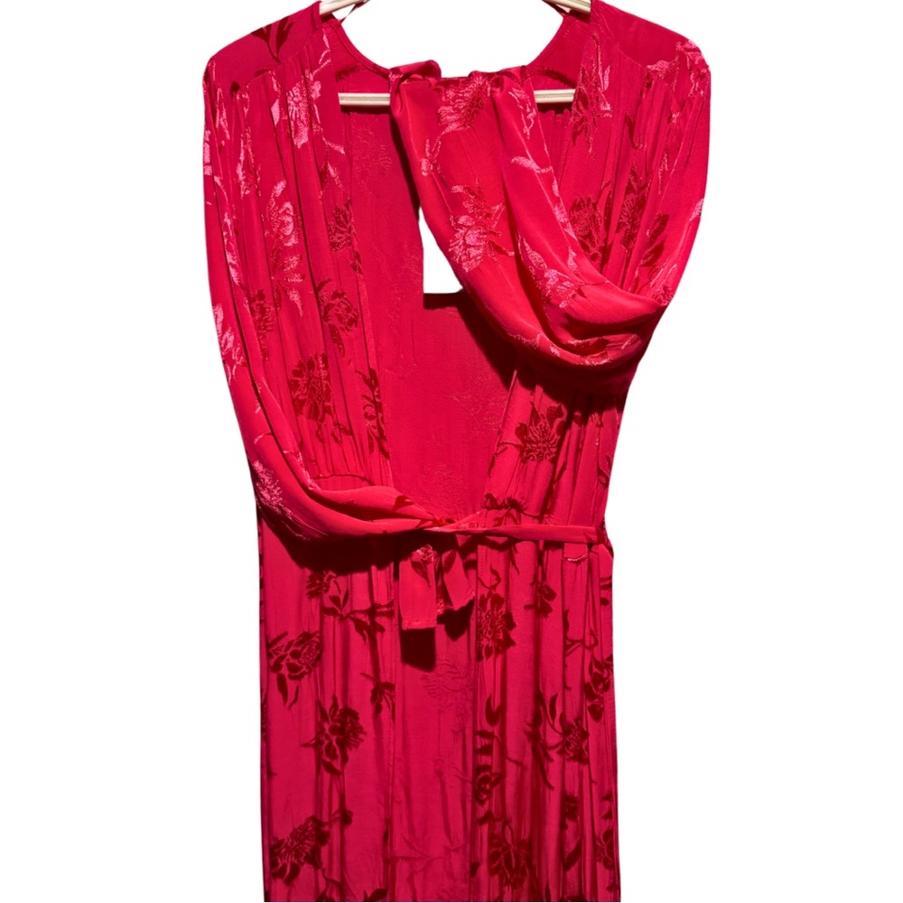 Zara Jacquard Floral Maxi Wrap Belted Dress - Picture 2 of 8